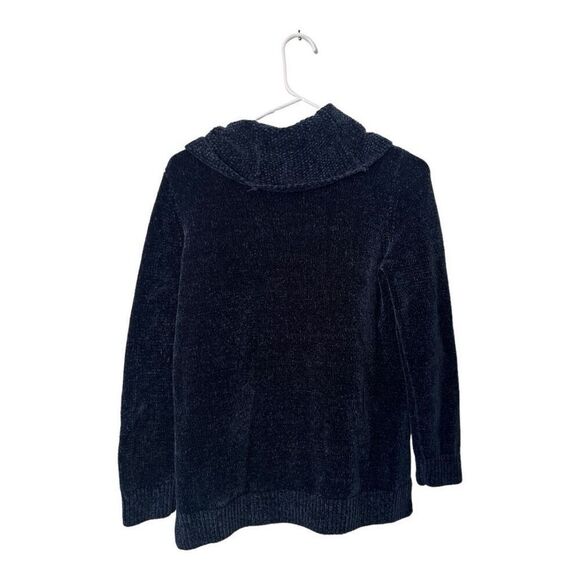 Lands' End Blue Mock Neck Chenille Sweater Size S Chic Comfy cozy soft classic - Picture 2 of 10